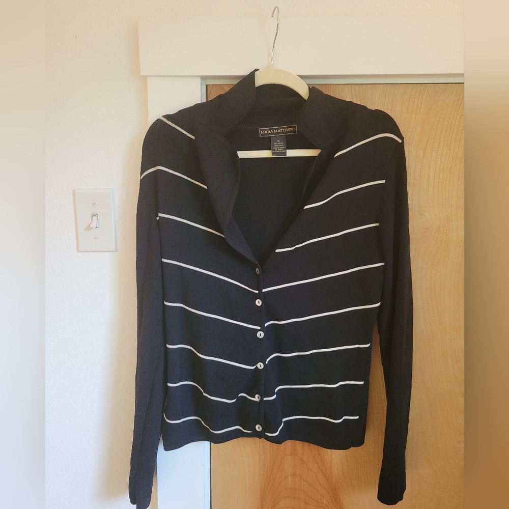 Linda Matthews Striped Cardigan